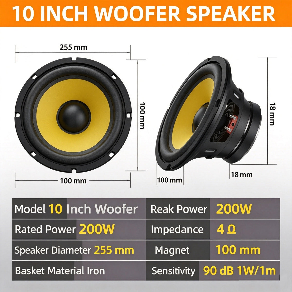 4 5 6.5 8 10 12 Inch Car Subwoofer Speaker Heavy Bass Audio Loudspeaker For Car Stereo Modification