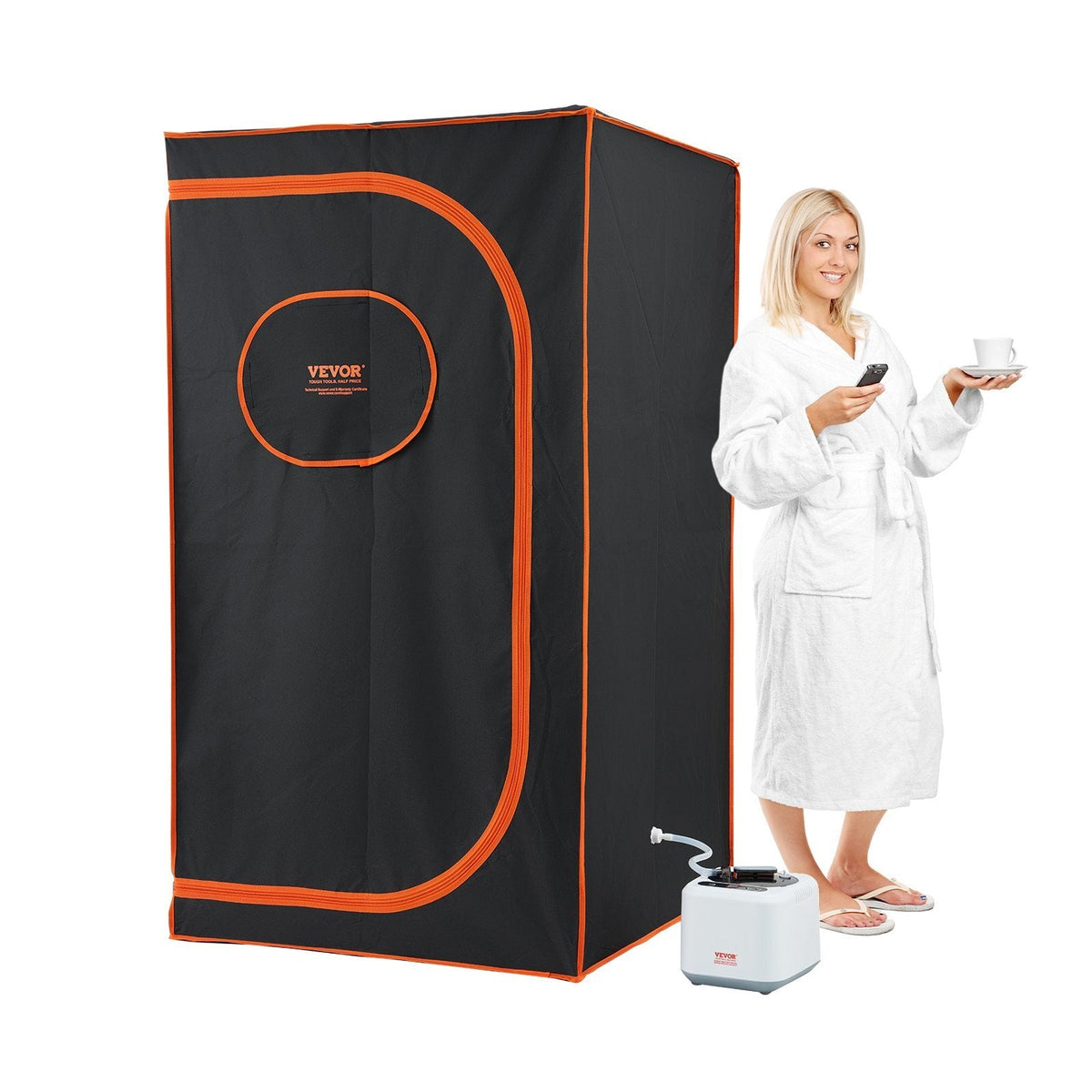 Portable Steam Sauna Tent Full Size, 1000W Personal Sauna Blanket Kit for Home Spa, Detoxify & Soothing Heated Body Therapy, Time & Temperature Remote Control With Floor Mat
