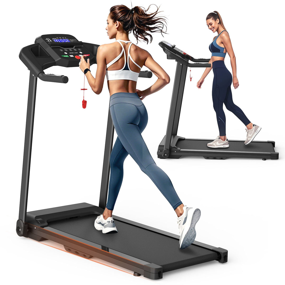 Foldable Treadmill with 2.5HP Electric Motor - Black