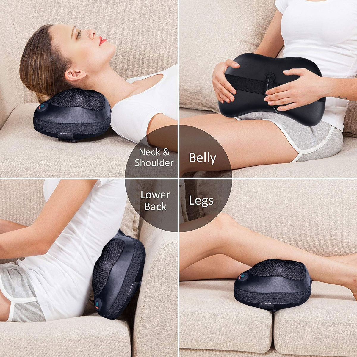 Shiatsu Pillow Massager with Heat Deep Kneading for Shoulder Neck and Back