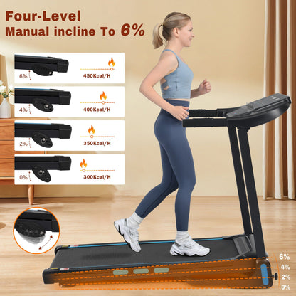 3.5Hp Hydraulic System Auto Foldable Treadmill with Incline - Black