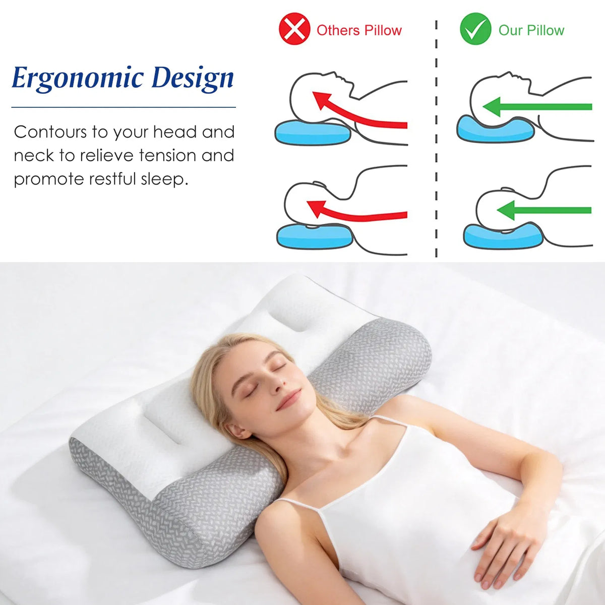 Contoured Down-Alternative Pillow with Ear Slot, High or Low