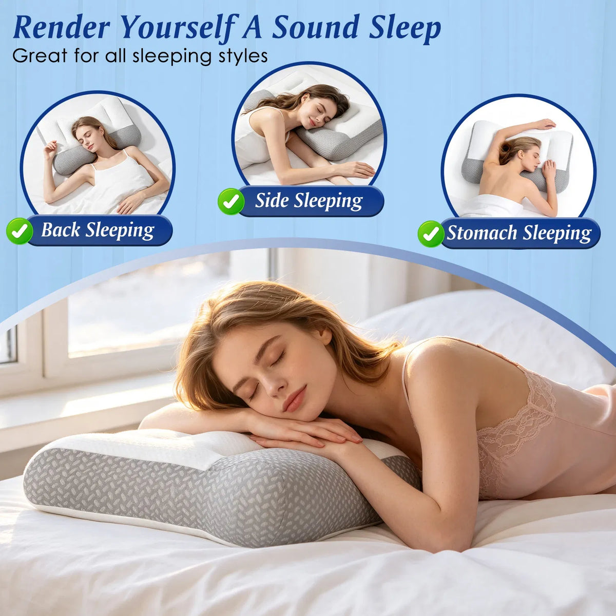 Contoured Down-Alternative Pillow with Ear Slot, High or Low