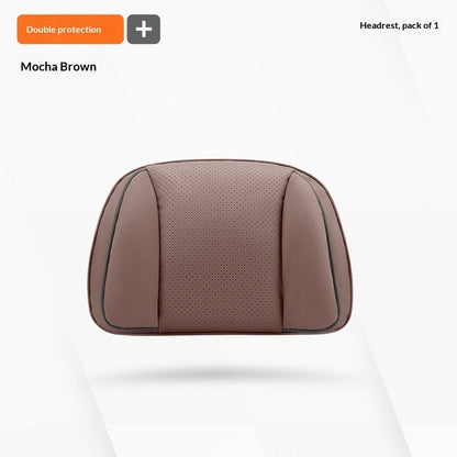 Nappa Leather Car Headrest Neck Pillow – Silk Cotton Fill, 7 Premium Colors