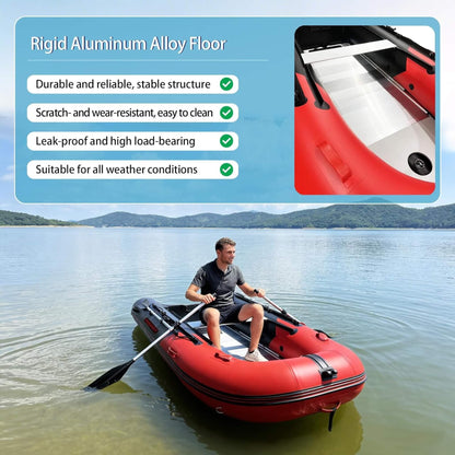 11FT Heavy-Duty Inflatable Dinghy With Aluminum Floor & Oars (SAK17362)
