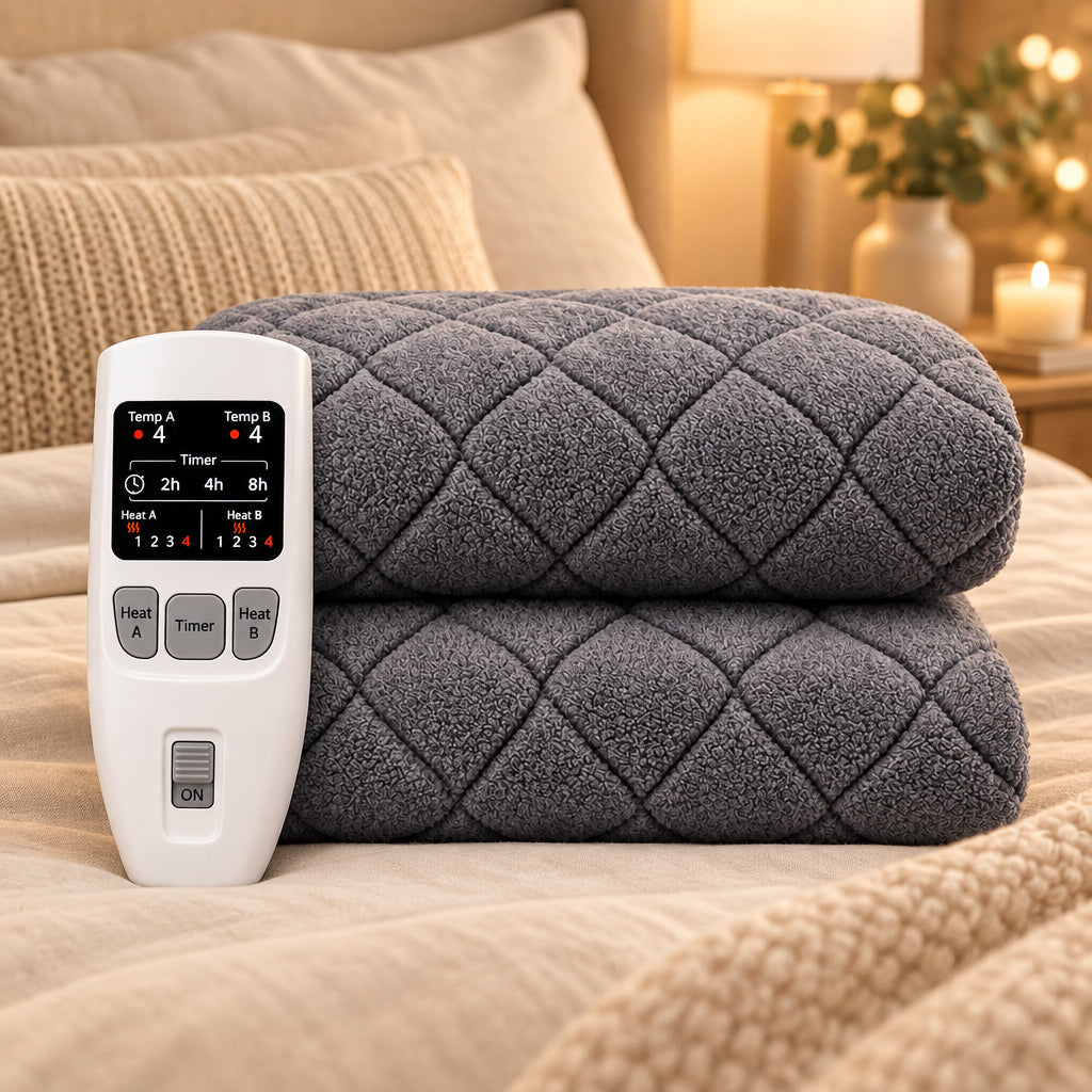220V Electric Blanket with Dual Controls and 4 Heat Settings