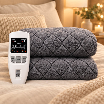 220V Electric Blanket with Dual Controls and 4 Heat Settings