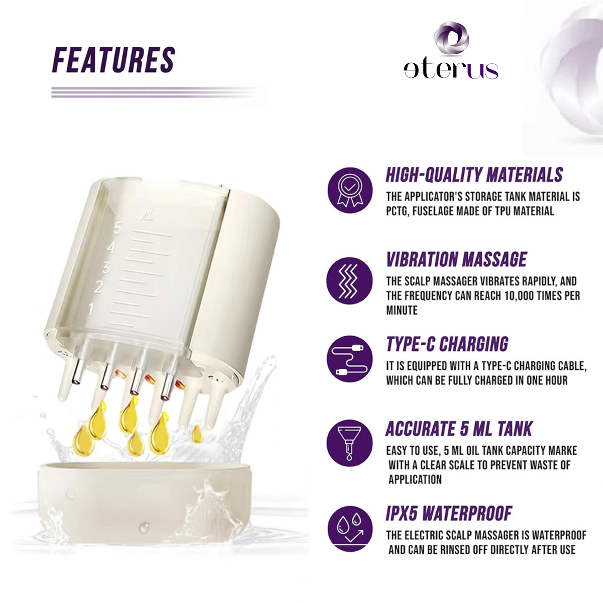 Electric Oil Applicator and Vibration Scalp Massager 2 in 1.