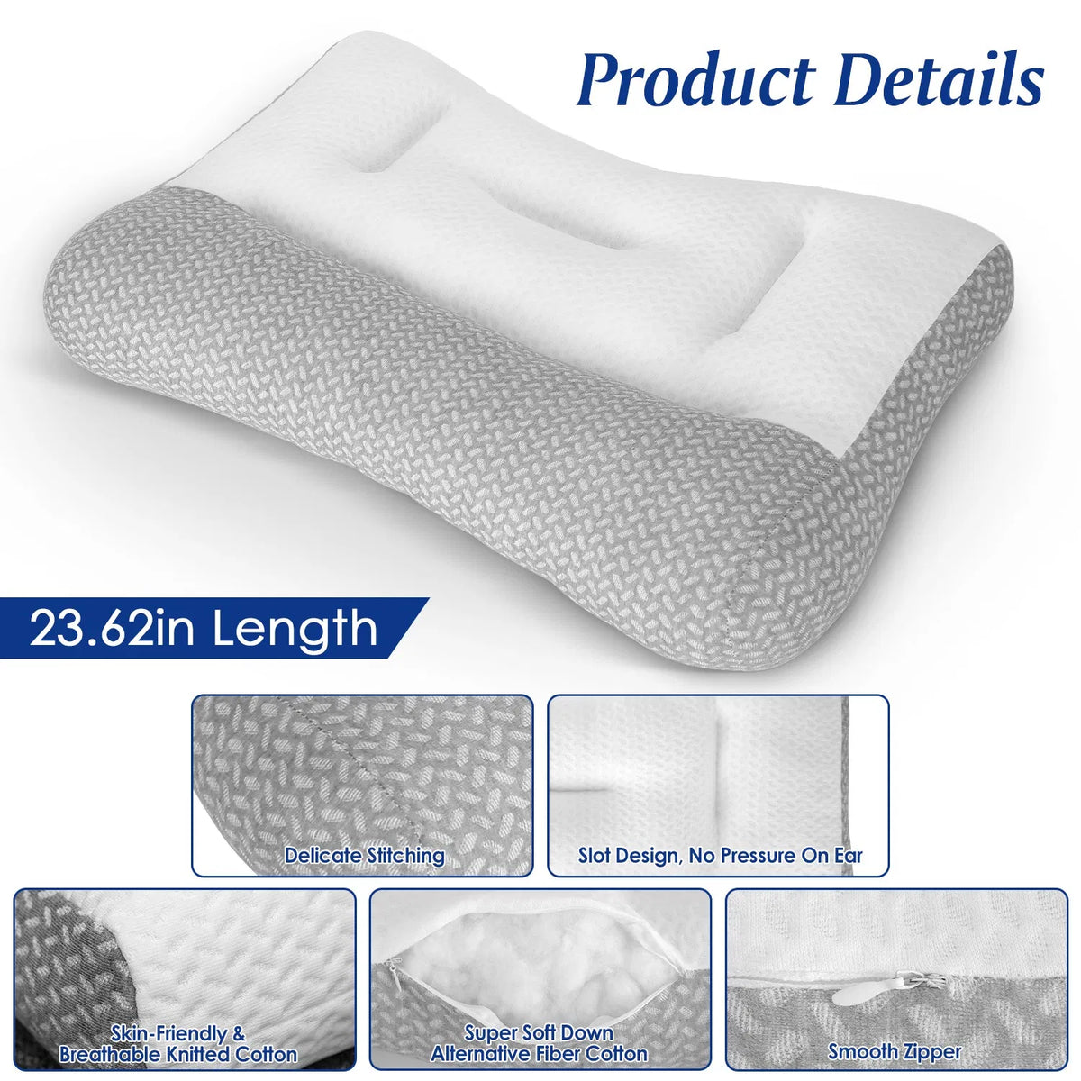 Contoured Down-Alternative Pillow with Ear Slot, High or Low