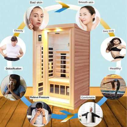 Orien Premium 2-Person Low EMF FAR-Infrared Heat Wood Home Personal Spa Sauna With Ceramic Heaters (SAK25714)