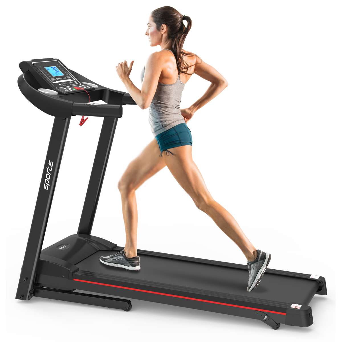 Foldable Treadmill with Fitshow App and Incline – Carbon Steel