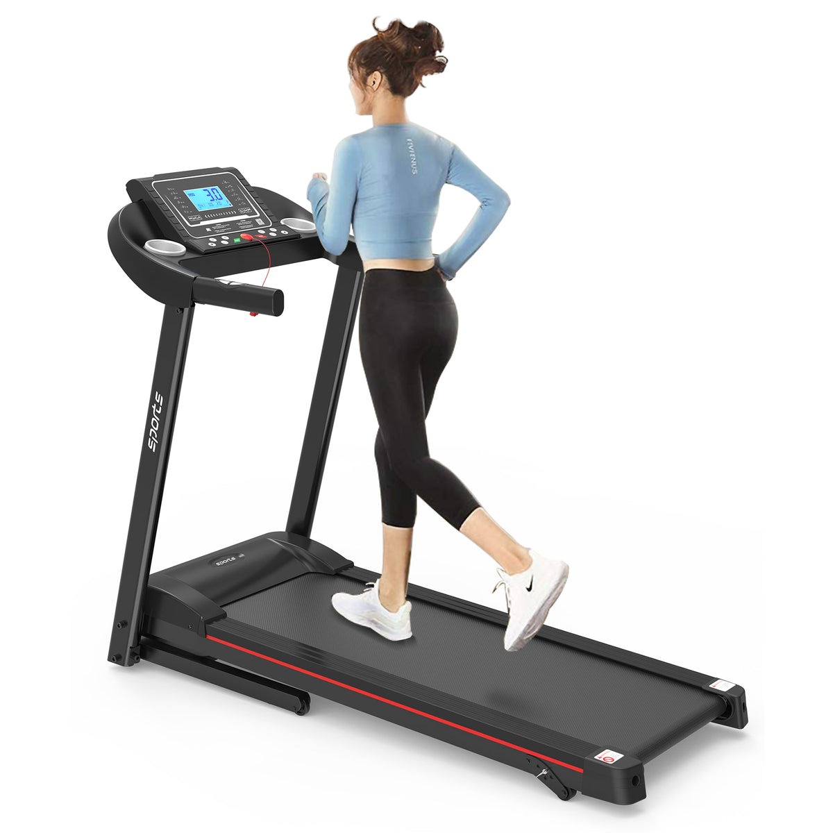Foldable Treadmill with Fitshow App and Incline – Carbon Steel