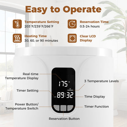 20L Hot Towel Warmer Bucket with 30/60/90 Min Heating Time-White