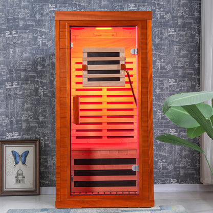 Infrared Sauna with Bluetooth Audio and Solid Wood Construction - Natural