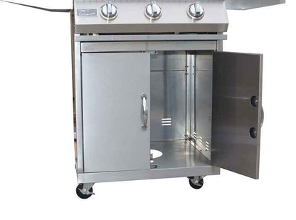 KoKoMo 26” BBQ Grill with 3-Burner Stainless Steel Cart – Freestanding