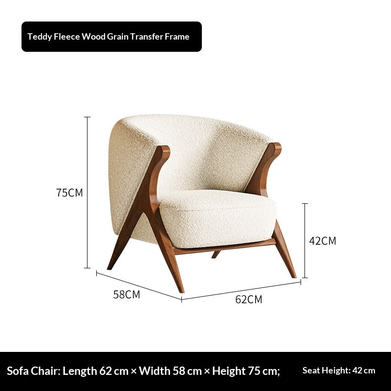 Barrel Back Lounge Chair — Patterned Fabric Accent Chair with Wood Frame
