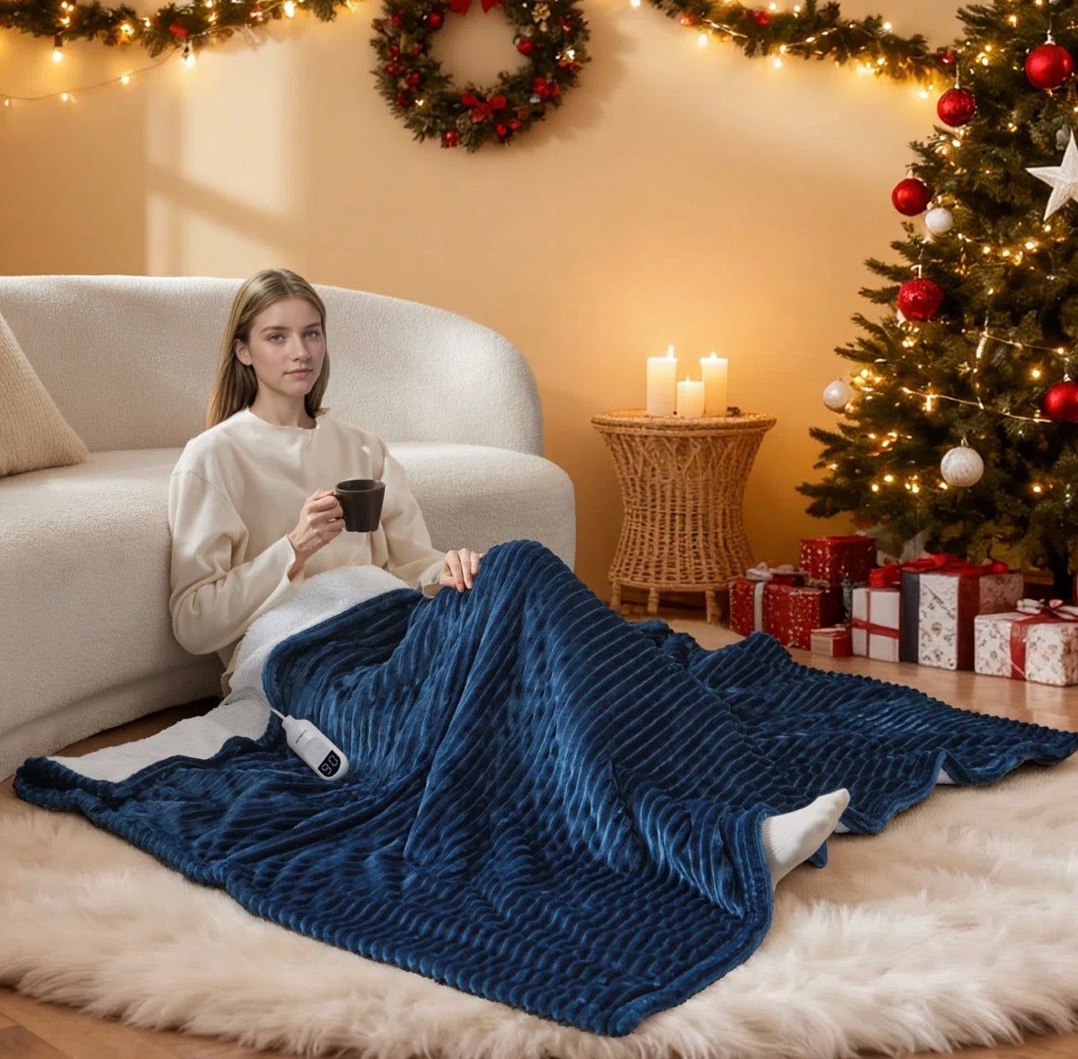BEDSURE Electric Blanket, Soft Ribbed Flannel, Heating with 4 Time Settings, 6 Heat Levels, 3 hrs Timer Auto Shut Off, GentleSoft™