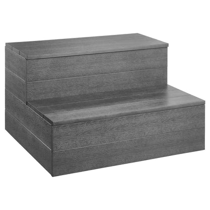 Hot Tub Steps, 2-Step Spa Outdoor Stairs, Heavy Duty 25 Inch Wide HIPS Above-Ground/Inflatable Pool Ladder With 600 Lbs Weight Capacity, Multi-Use For Porch, Patio, Deck, Campers, Graphite Gray