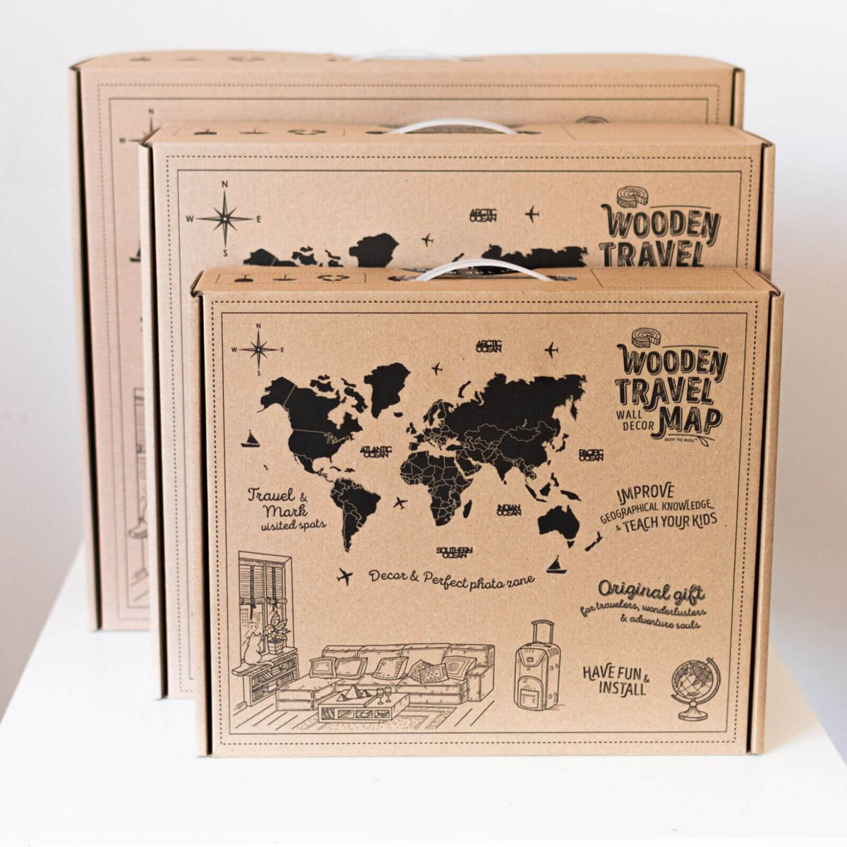 3D LED Wooden World Map 3.0 Multicolor