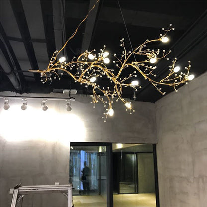 Gold Branch Chandelier — Organic Tree Branch Pendant Light for Dining Rooms & Restaurants