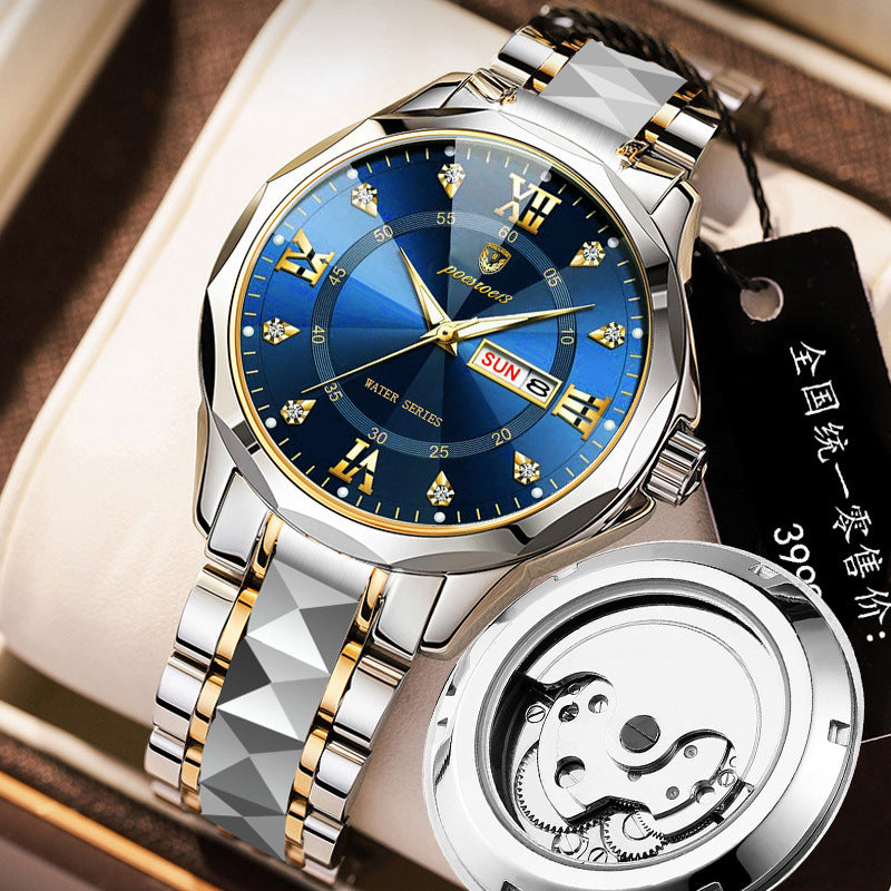 Mens Mechanical Skeleton Transparent-Back Watch