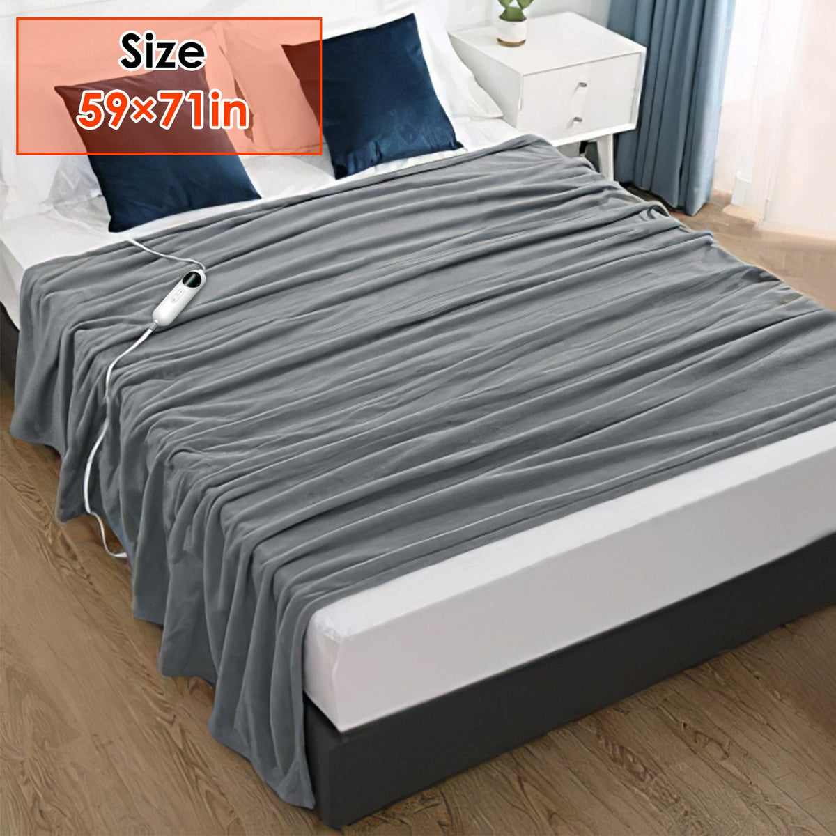 Electric Heated Throw Flannel Heated Blanket with 10 Heat Settings Auto off Washable for Home Office Usage 59x71in