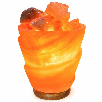 Funnel w/ Chunks Salt Lamp - 9.5" avg. - Cord, Bulb, Dimmer