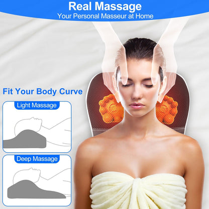 Back Massager with Heat 3D Kneading Massage Pillow Shiatsu Full Body Massager for Back Neck Waist Arm Abdomen Calf