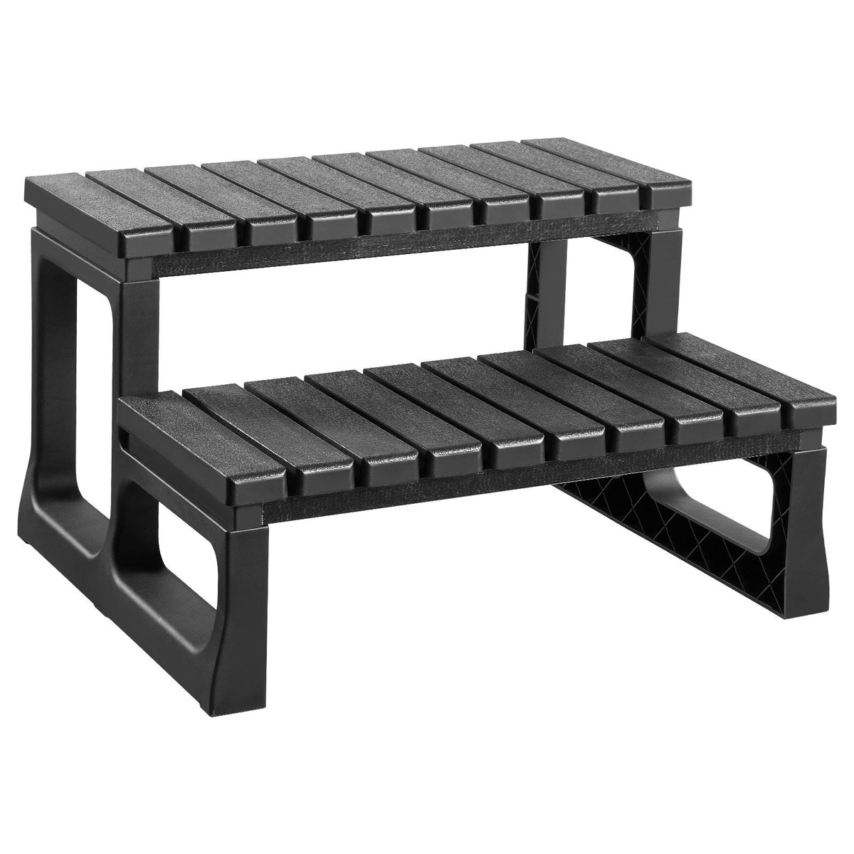 Hot Tub Steps, 2-Step Spa Outdoor Stairs, Heavy Duty 23.6 Inch Wide PP Above-Ground/Inflatable Pool Ladder With 320 Lbs Weight Capacity, Multi-Use For Porch, Patio, Deck, Campers, Black