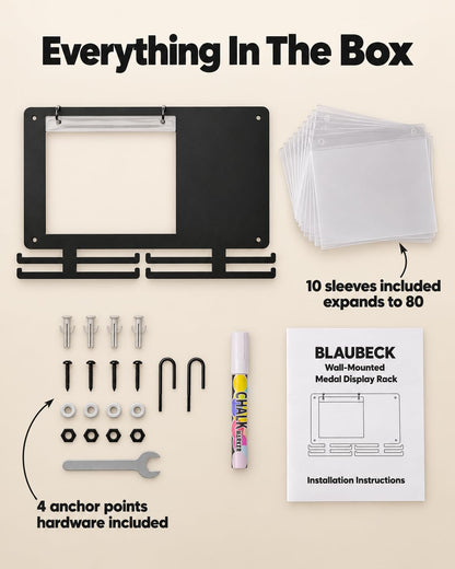 Running Medal Hanger & Bib Display Board with Chalkboard | BLAUBECK Wall Holder