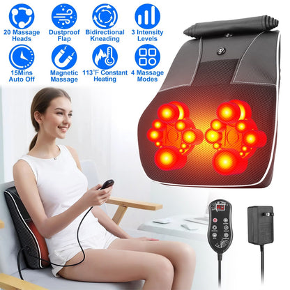 Back Massager with Heat 3D Kneading Massage Pillow Shiatsu Full Body Massager for Back Neck Waist Arm Abdomen Calf