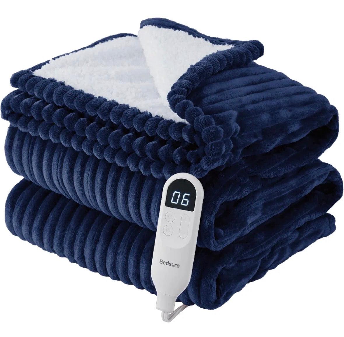 BEDSURE Electric Blanket, Soft Ribbed Flannel, Heating with 4 Time Settings, 6 Heat Levels, 3 hrs Timer Auto Shut Off, GentleSoft™