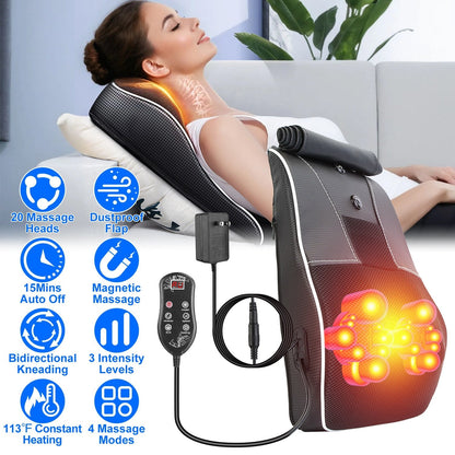 Back Massager with Heat 3D Kneading Massage Pillow Shiatsu Full Body Massager for Back Neck Waist Arm Abdomen Calf