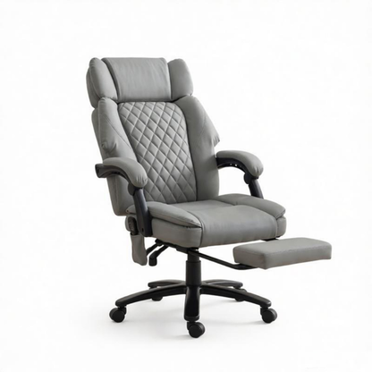 Massage Office Chair, 400lbs Capacity Desk Chair With Heat, Adjustable Headrest, Reclining & Footrest, Light Gray