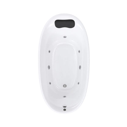 Elaris 71-Inch Acrylic High-Back Oval Whirlpool Tub With 6 Jets LED Light And Gel Pillow (SAK21370)