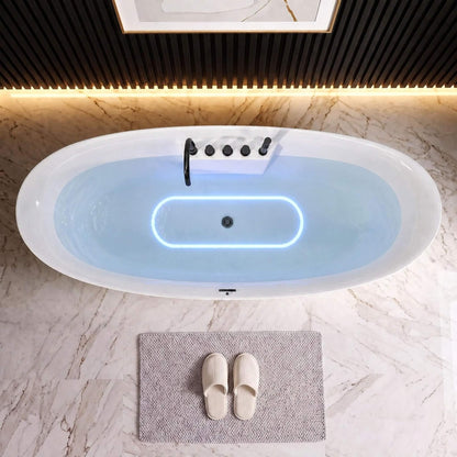 Serenova 71-Inch Double-End Oval Acrylic Freestanding Whirlpool Tub With Air Bubble Jets (SAK18954)