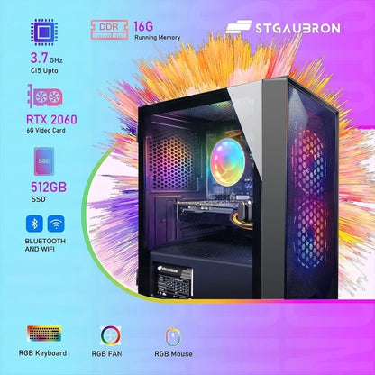 STGAubron Gaming PC Desktop,Core I5,RTX 2060 6G,16G RAM,512G SSD