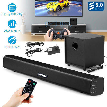 Wireless Soundbar with Subwoofer 2.1CH Audio Speaker For TV Aux USB Reading Soundbar Subwoofer Surround Sound Speaker System Home Theater