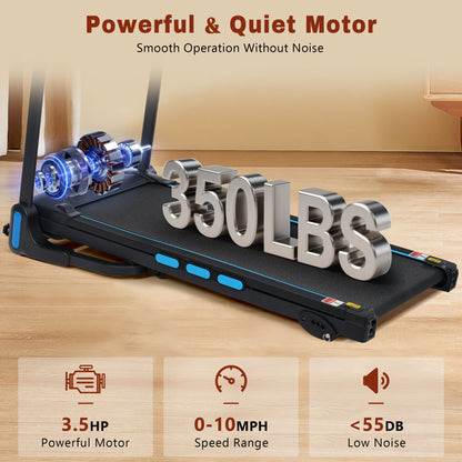 3.5Hp Hydraulic System Auto Foldable Treadmill with Incline - Black