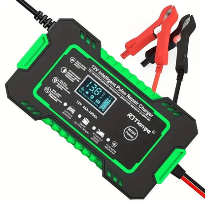 12V Intelligent Pulse Repair Smart Battery Charger with LCD Display