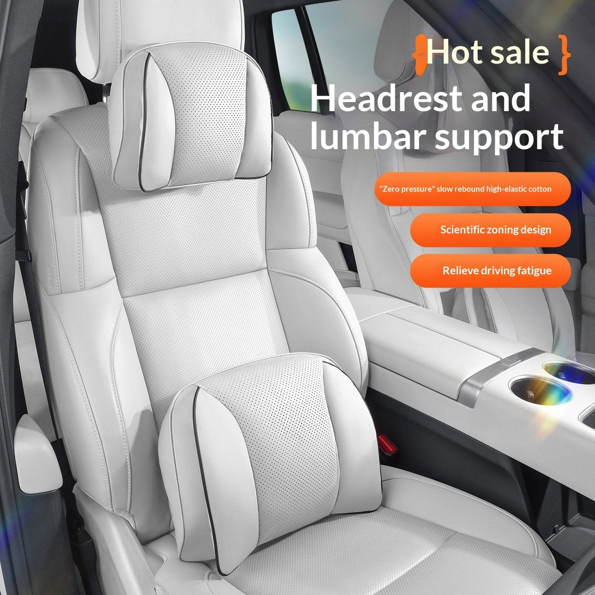 Nappa Leather Car Headrest Neck Pillow – Silk Cotton Fill, 7 Premium Colors