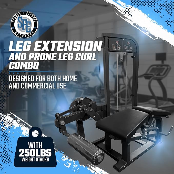 Selectorized Leg Extension & Prone Leg Curl Combo w/250lb weight stack (New)