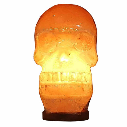 Skull Shaped Salt Lamp - 9.5" avg. - Cord, Bulb, Dimmer