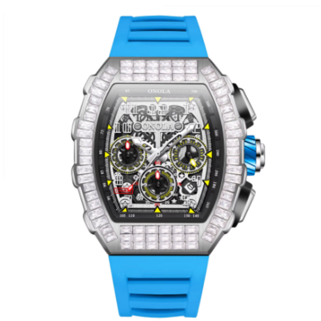 Men's Luxury Square Diamond Watch With Star Pattern