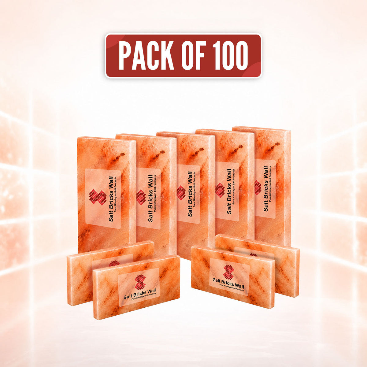 100 Himalayan Pink Salt Tiles – 8x4x0.75 Bulk Salt Wall Tiles