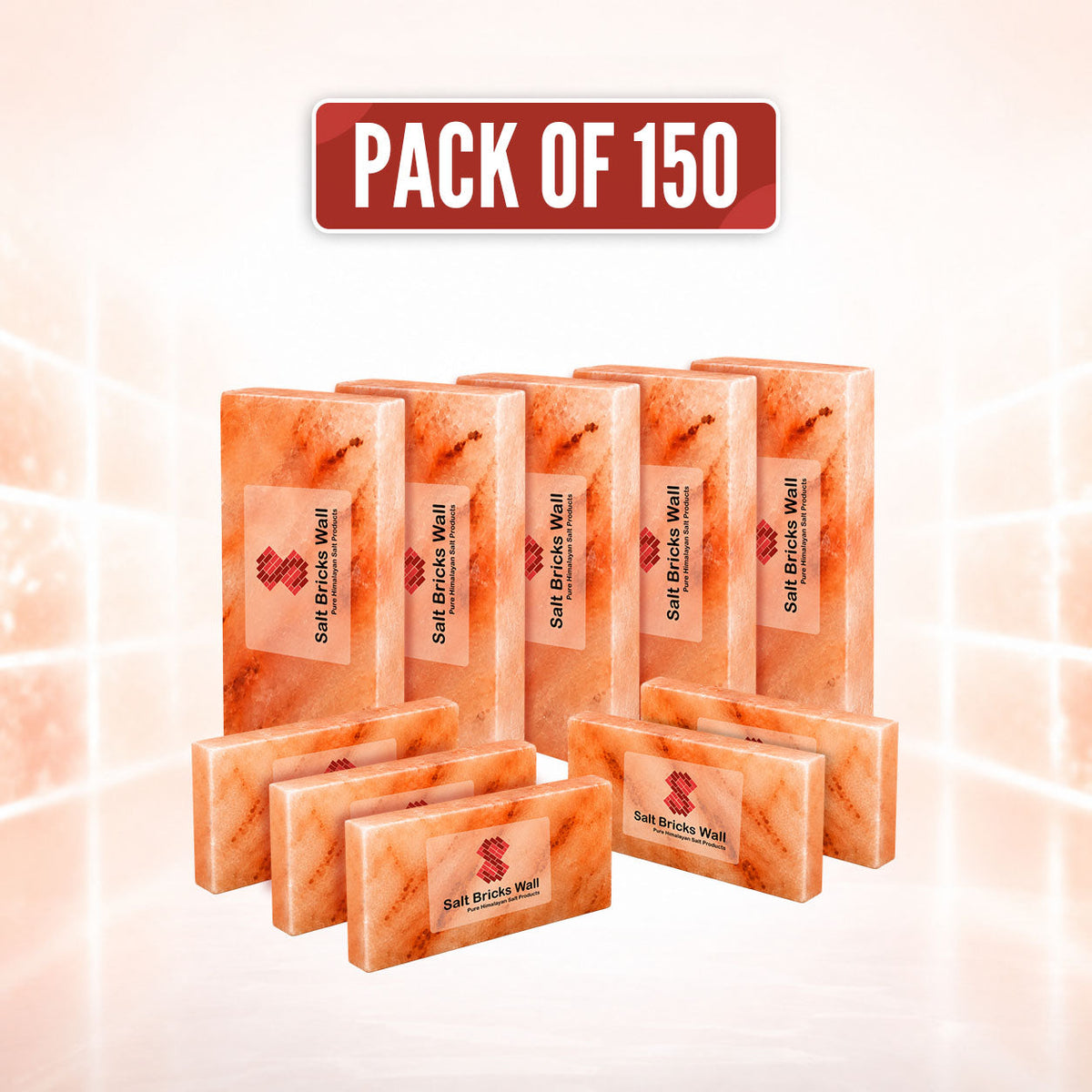 Himalayan Pink Salt Tiles 8x4x1 Inch – 150 Pack Bulk Salt Bricks