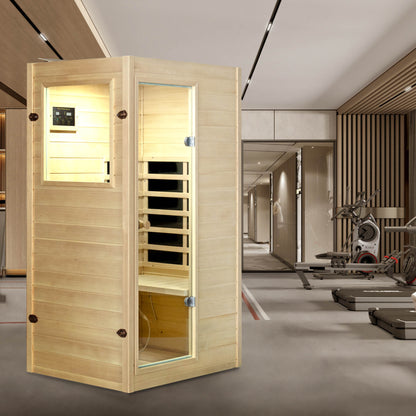 Far Infrared Sauna Room with 5 Epoxy Heating Panels - Spruce Wood