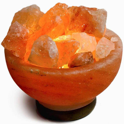 Fire Bowl w/ Chunks Salt Lamp - 7" avg. - Cord, Bulb, Dimmer