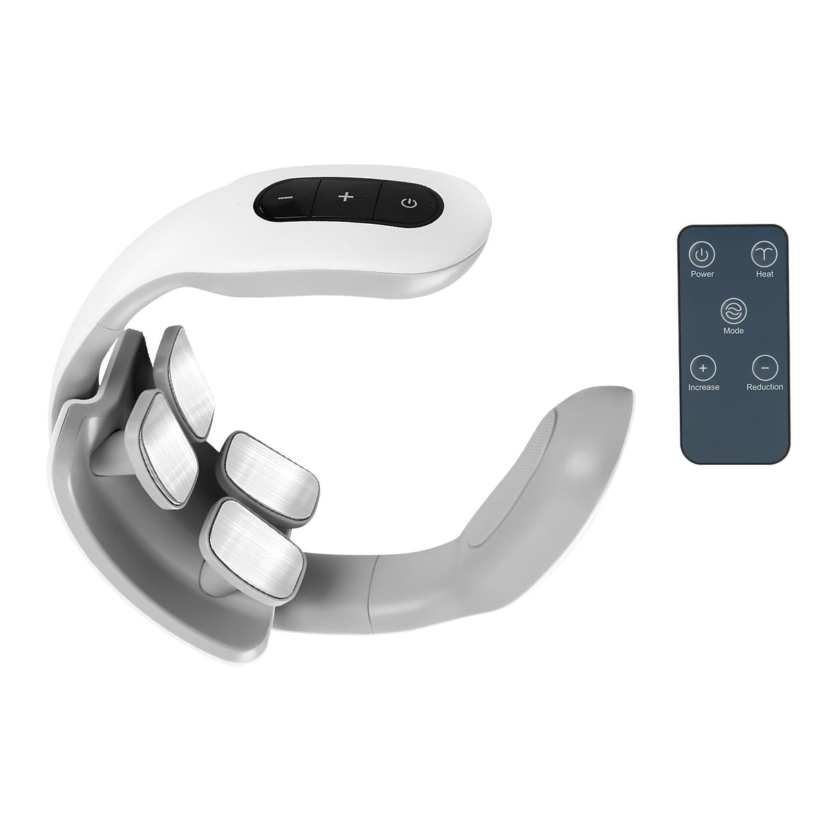 4 Head EMS Neck Massager with Heat Cordless Cervical Neck Massager EMS Neck Massager with 6 Modes 20 Intensity Levels Remote Control Voice Prompt