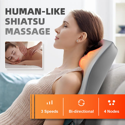 Home Use Multi-Function Massage Pillow for Neck, Shoulder, Waist, and Back with Electric Massager for Shoulder and Cervical Care